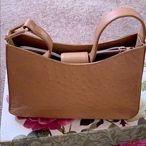 Boucle detail buttery brown purse